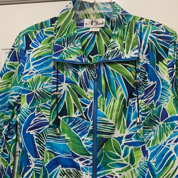 4/$10 N Touch cotton blue/green jacket size XL petite - Picture 3 of 5